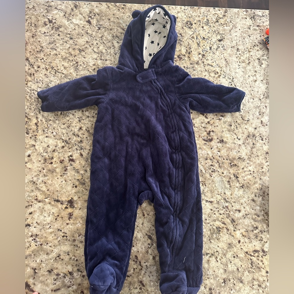 Small Wonders Navy Blue Quilted Baby Winter Snowsuit 12M
